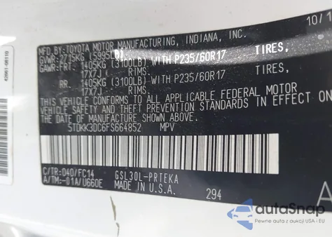 2015 Toyota Sienna Le 7 Passenger/Le 8 Passenger из США, поврежденный, VIN 5TDKK3DC6FS664852